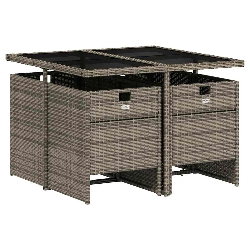 5-Piece Grey Garden Dining Set with Durable Rattan Chairs