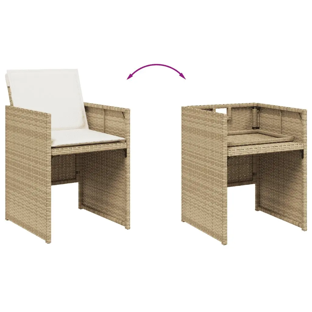 Outdoor Dining Set PE Poly Rattan 5 Piece Beige with Cushions