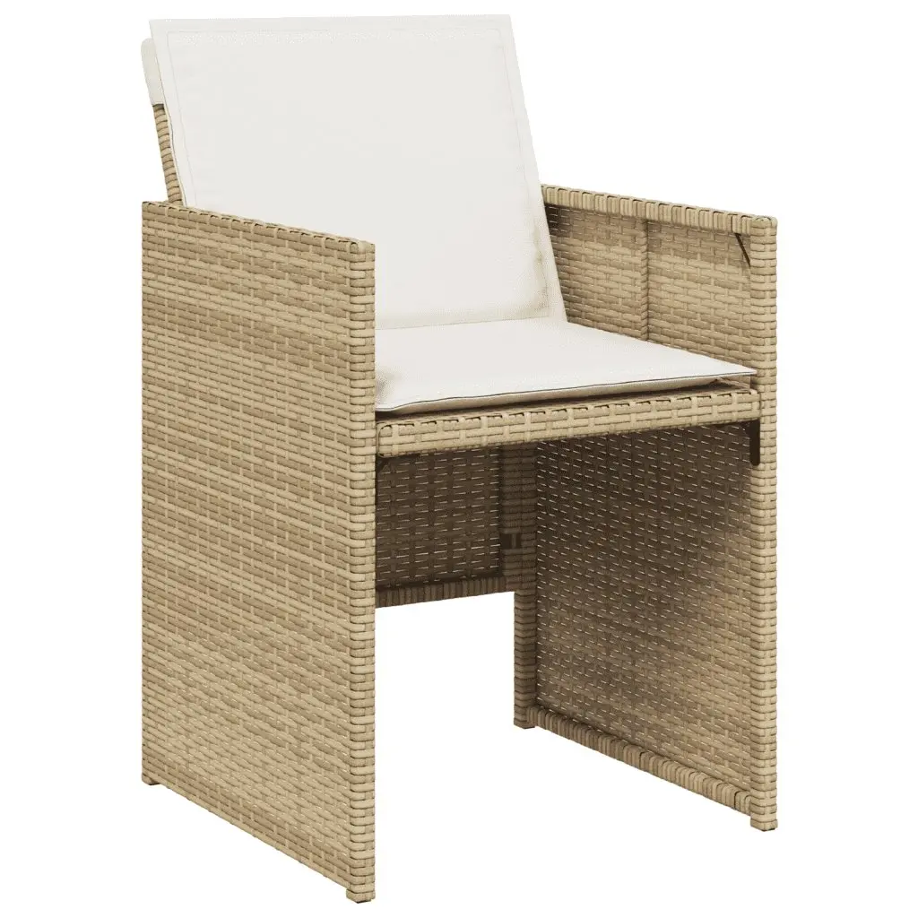 Outdoor Dining Set PE Poly Rattan 5 Piece Beige with Cushions