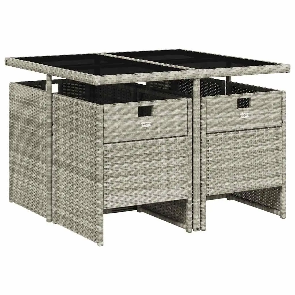 5 Piece Grey Garden Dining Set with Cushions