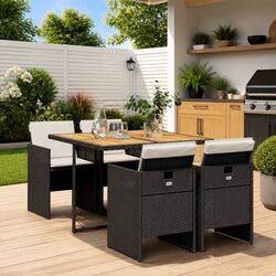 Sturdy 5 Piece Outdoor Dining Set with Cushions