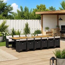 Premium 13-Piece Black Poly Rattan Garden Dining Set