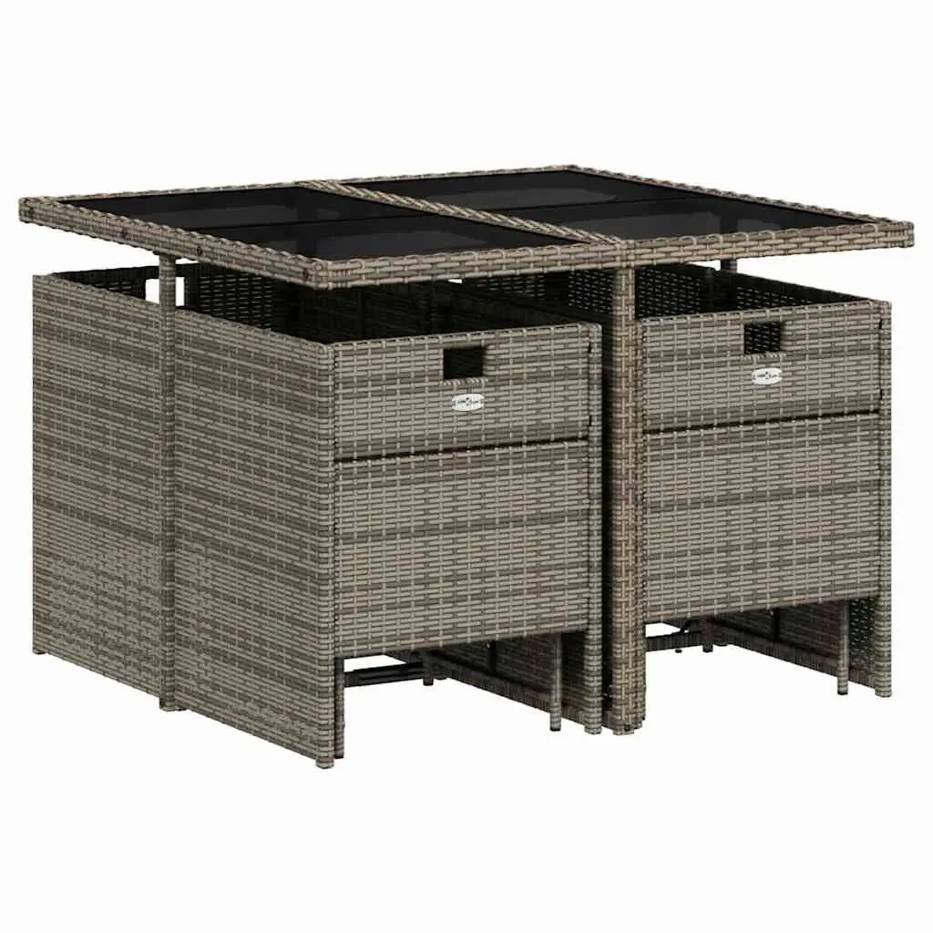 9 Piece Outdoor Dining Set PE Poly Rattan Grey Chairs Table