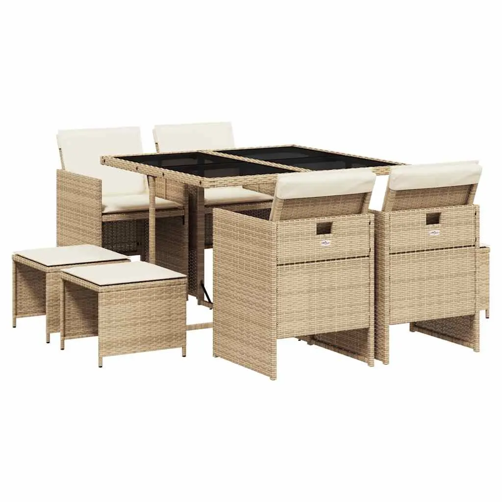 9 Piece Garden Dining Set with Poly Rattan Chairs