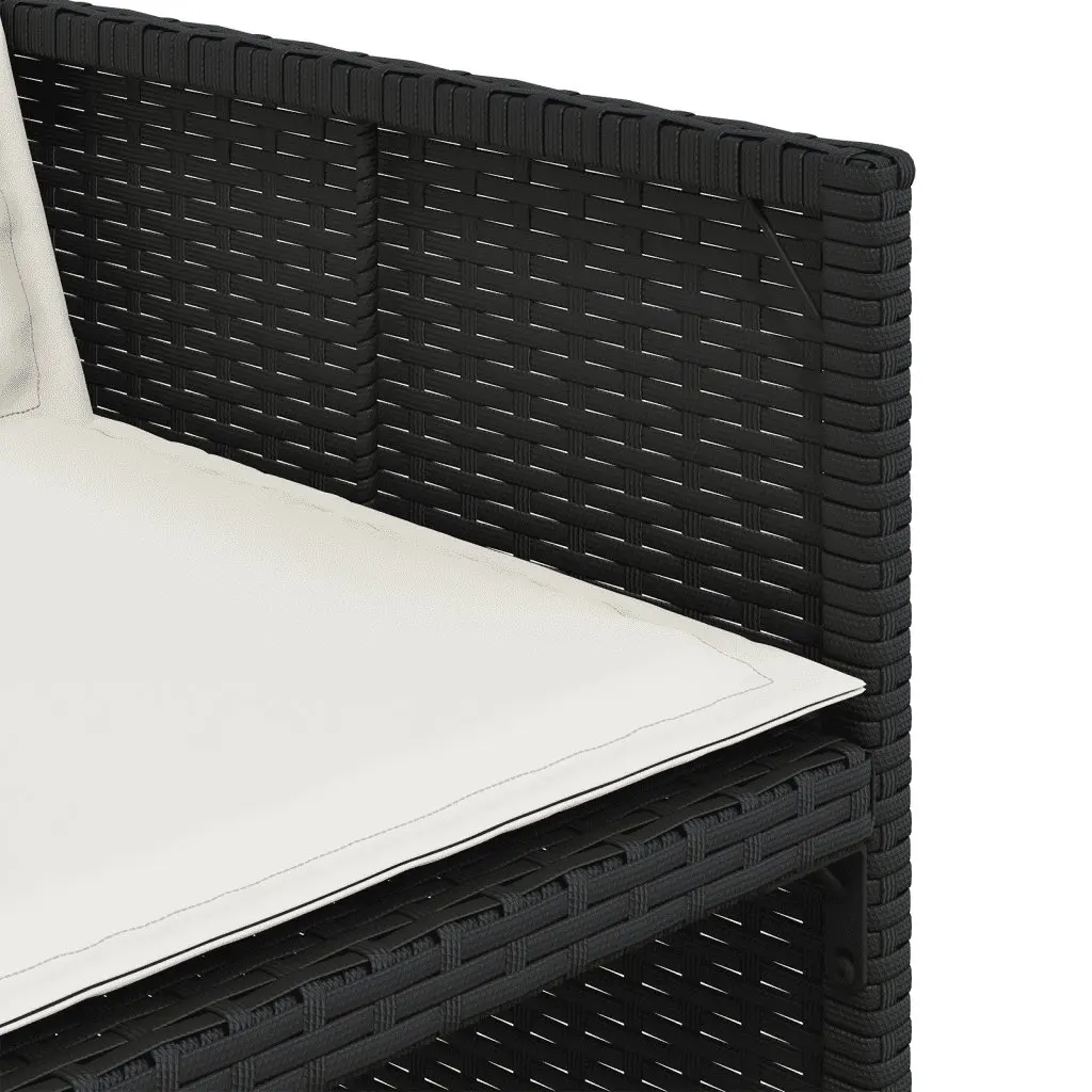 9 Piece Outdoor Dining Set PE Rattan Acacia Wood Table Black