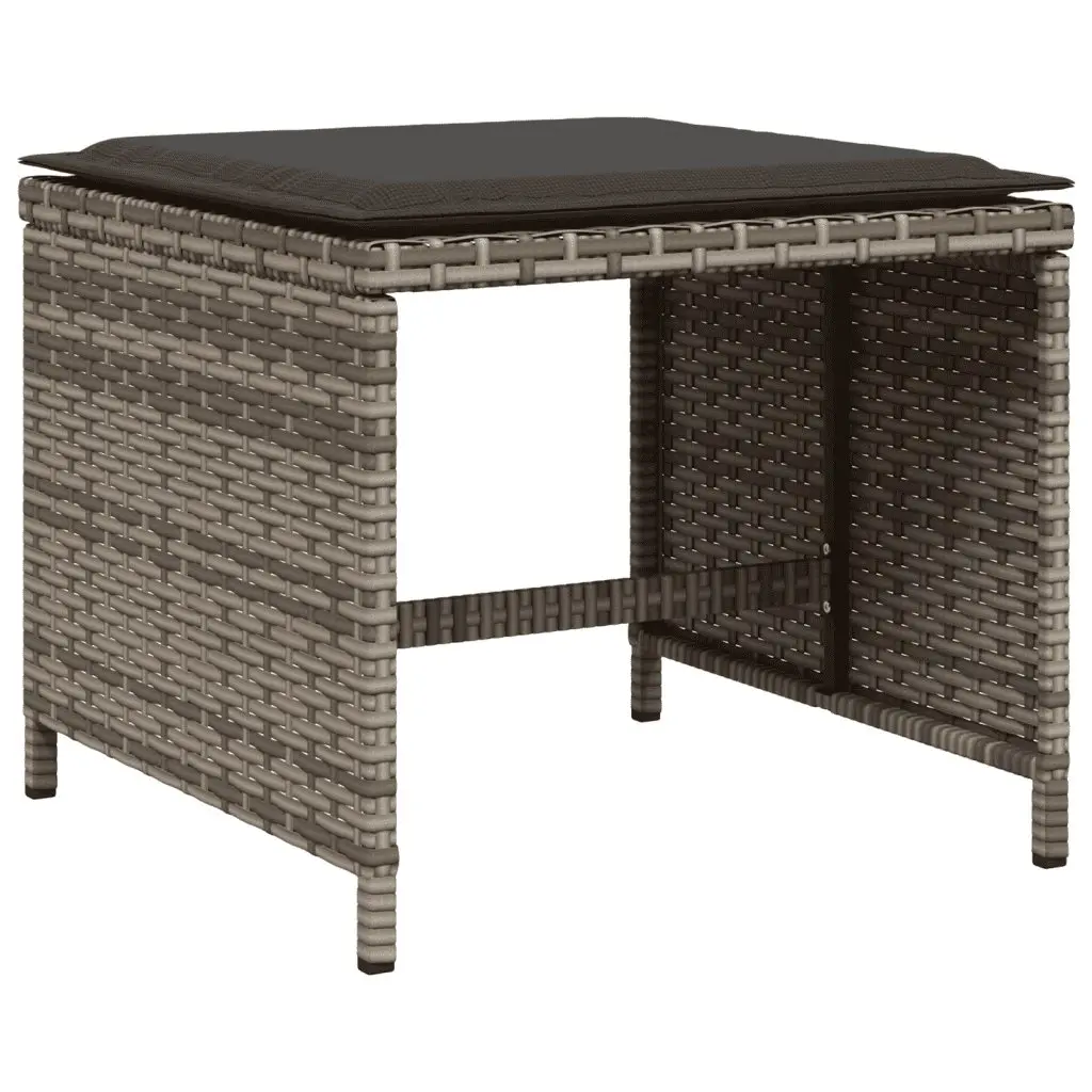 Garden Dining Set 11 Piece PE Rattan Grey Chairs Table with Cushions