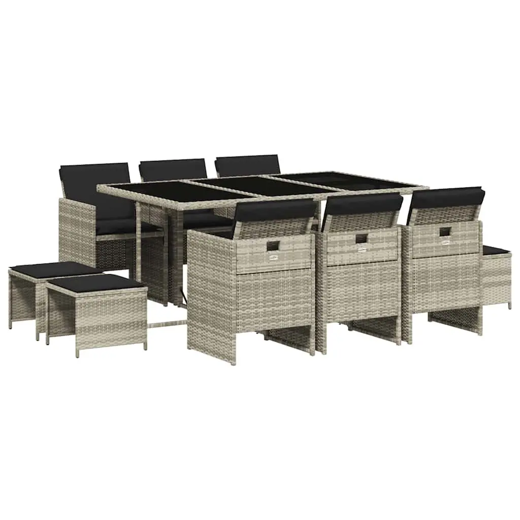 Light Grey PE Rattan 11 Piece Garden Dining Set