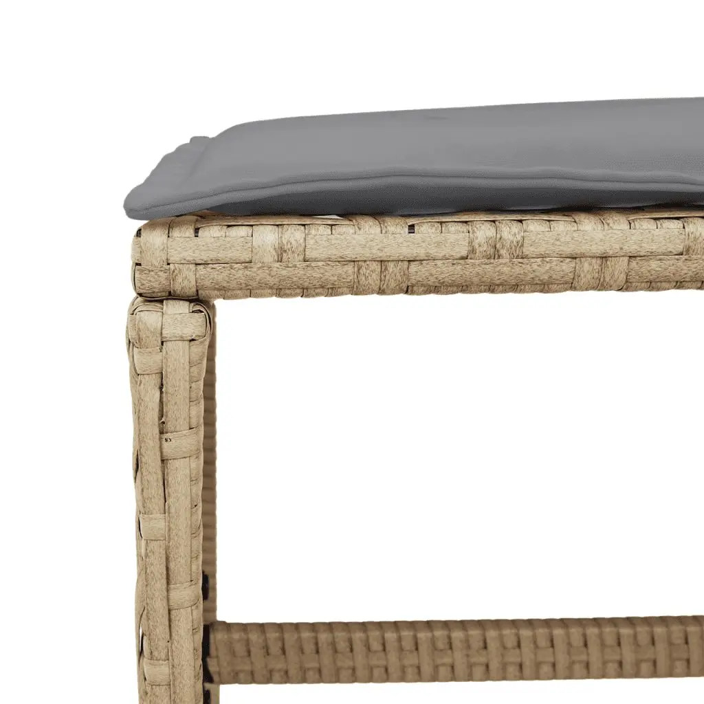 Beige Poly Rattan Garden Dining Set with Cushions