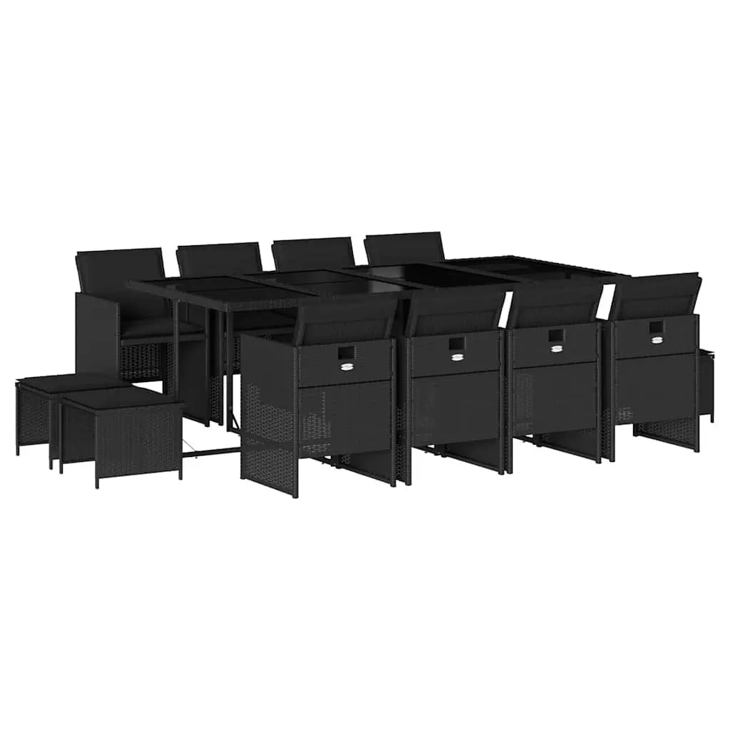 13 Piece Black Poly Rattan Outdoor Dining Set