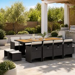 Premium Black PE Rattan 13-Piece Garden Dining Set