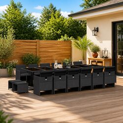 High-Quality 17 Piece Garden Dining Set with Cushions