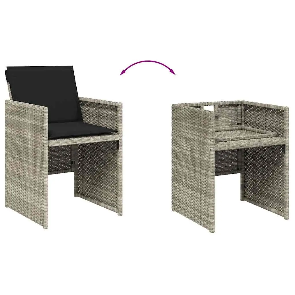 9 Piece Grey Poly Rattan Garden Dining Set with Table & Chairs