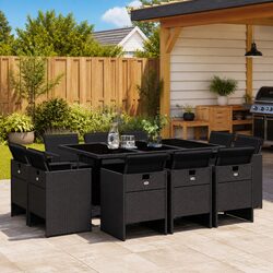 Durable 11 Piece Outdoor Garden Dining Set with Cushions