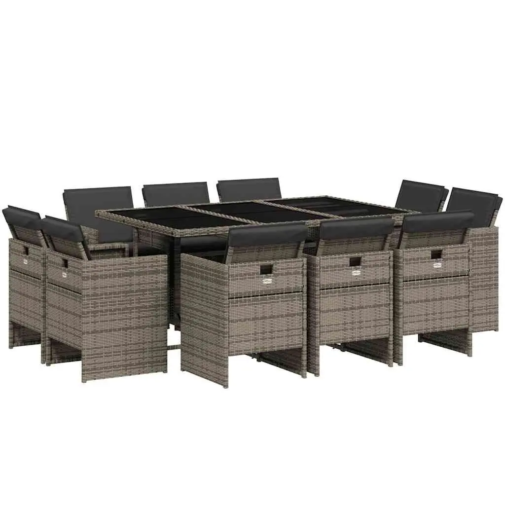 Grey Poly Rattan 11-Piece Garden Dining Set