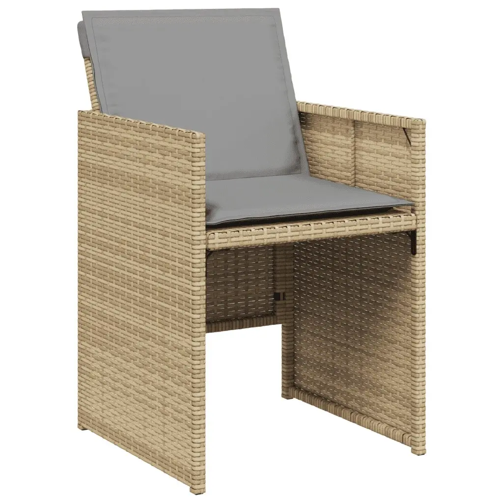 Beige Poly Rattan 11-Piece Outdoor Dining Set