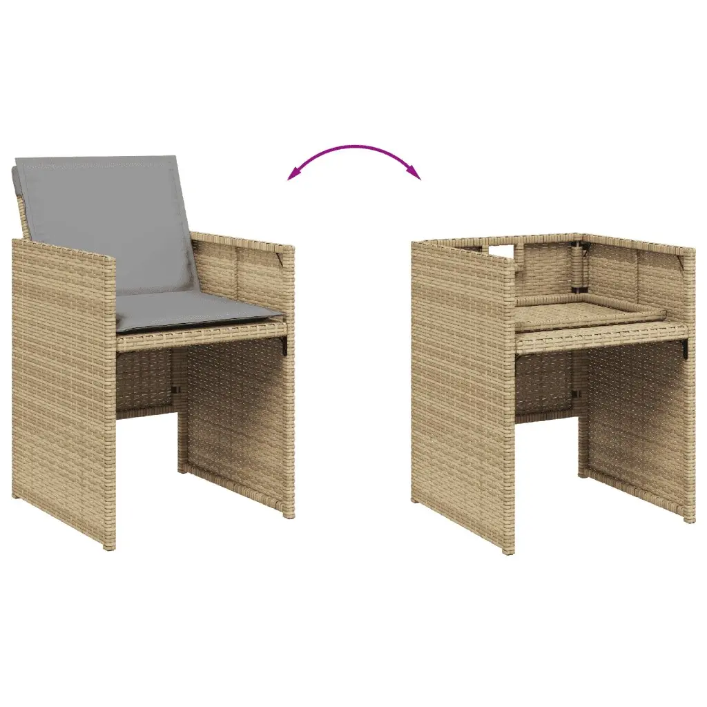 Beige Poly Rattan 11-Piece Outdoor Dining Set