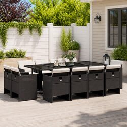 Premium Black Poly Rattan Garden Dining Set - 13 Pieces