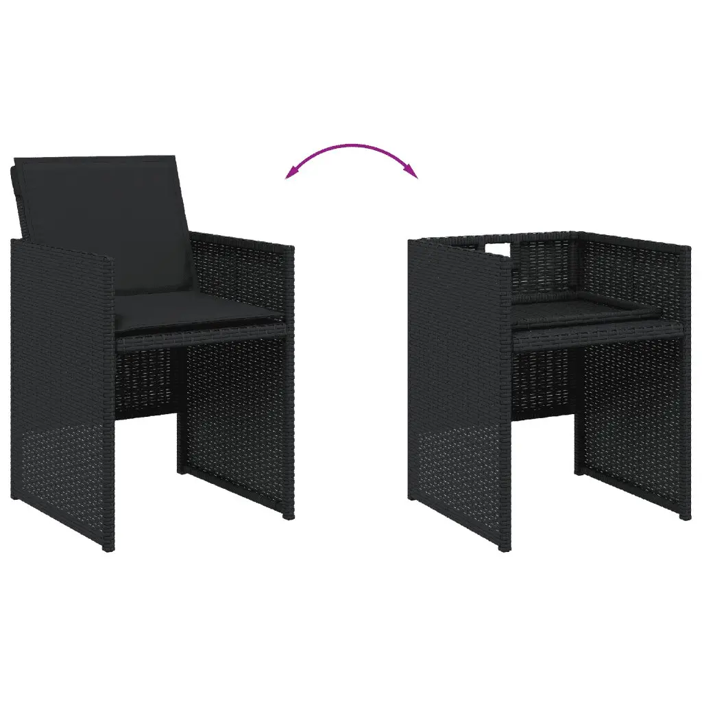 Garden Dining Set Poly Rattan 15 Piece Black Outdoor Patio Furniture