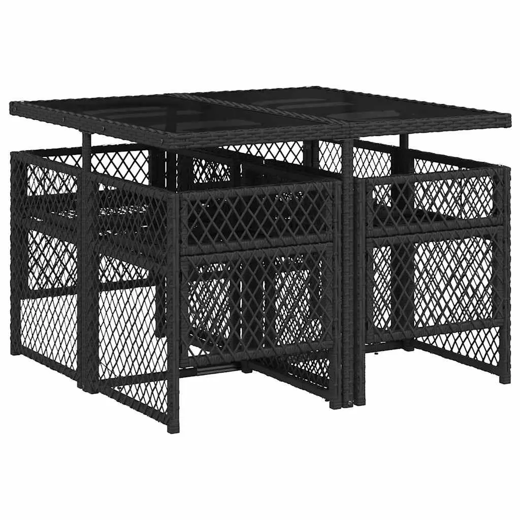 5-Piece Garden Furniture Set with Black Poly Rattan Chairs