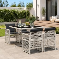 Premium 5-Piece Grey Poly Rattan Garden Dining Set