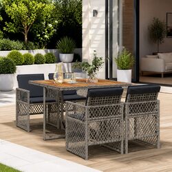 Durable 5 Piece Garden Dining Set with Grey Rattan