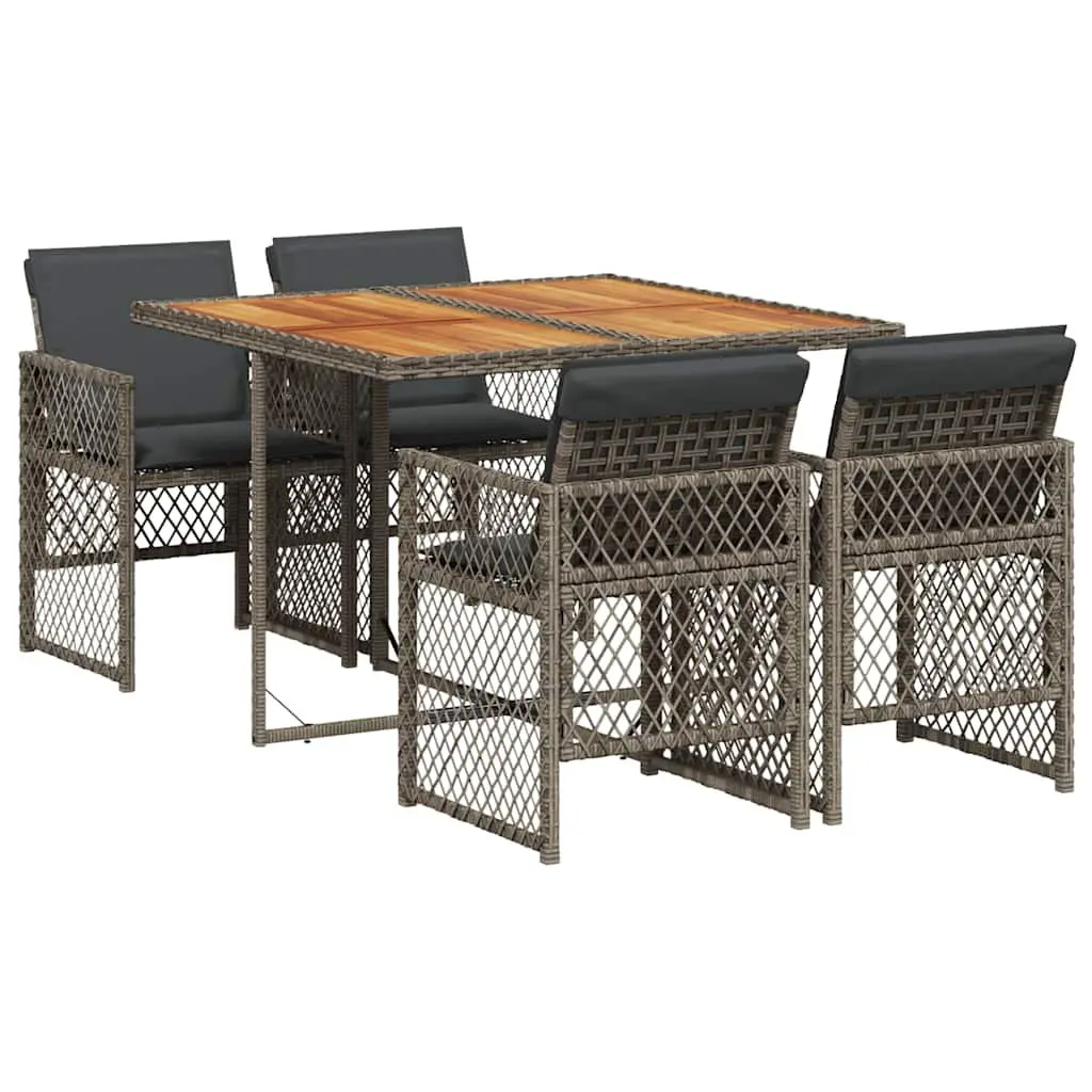 5 Piece Garden Dining Set with Grey Rattan