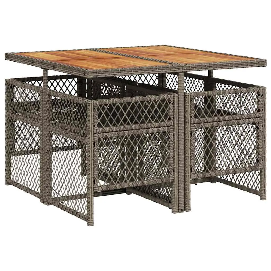5 Piece Garden Dining Set with Grey Rattan