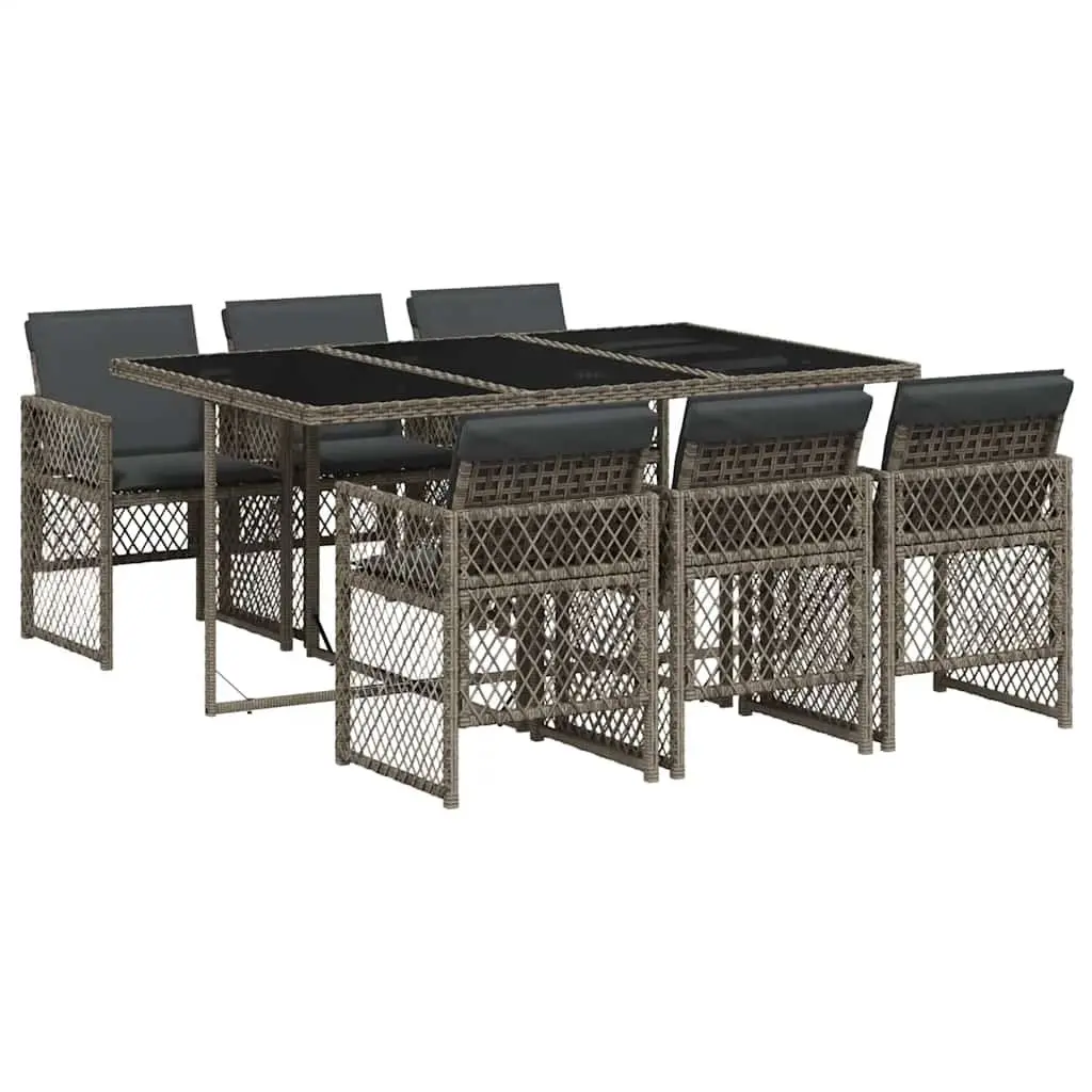 7-Piece Grey Garden Dining Set with Durable Poly Rattan