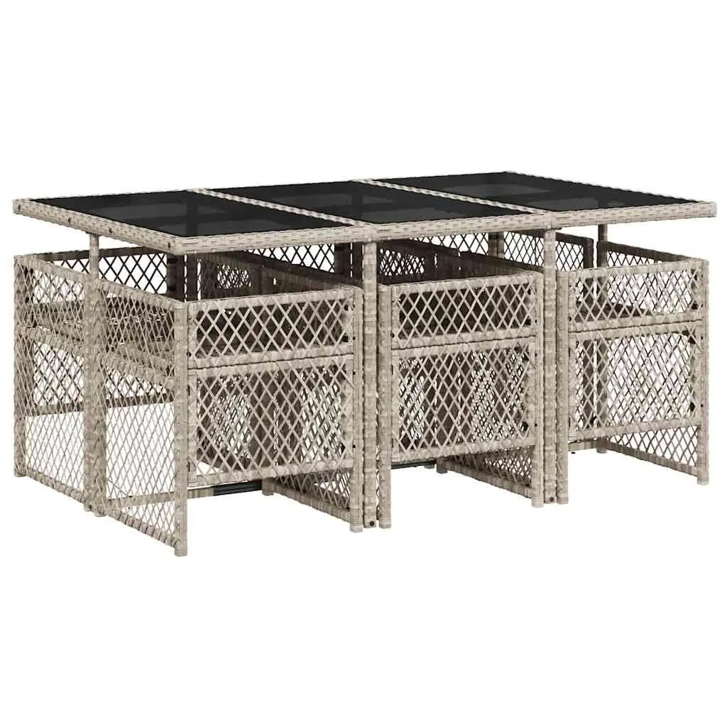 7 Piece Outdoor Dining Set with Grey Poly Rattan