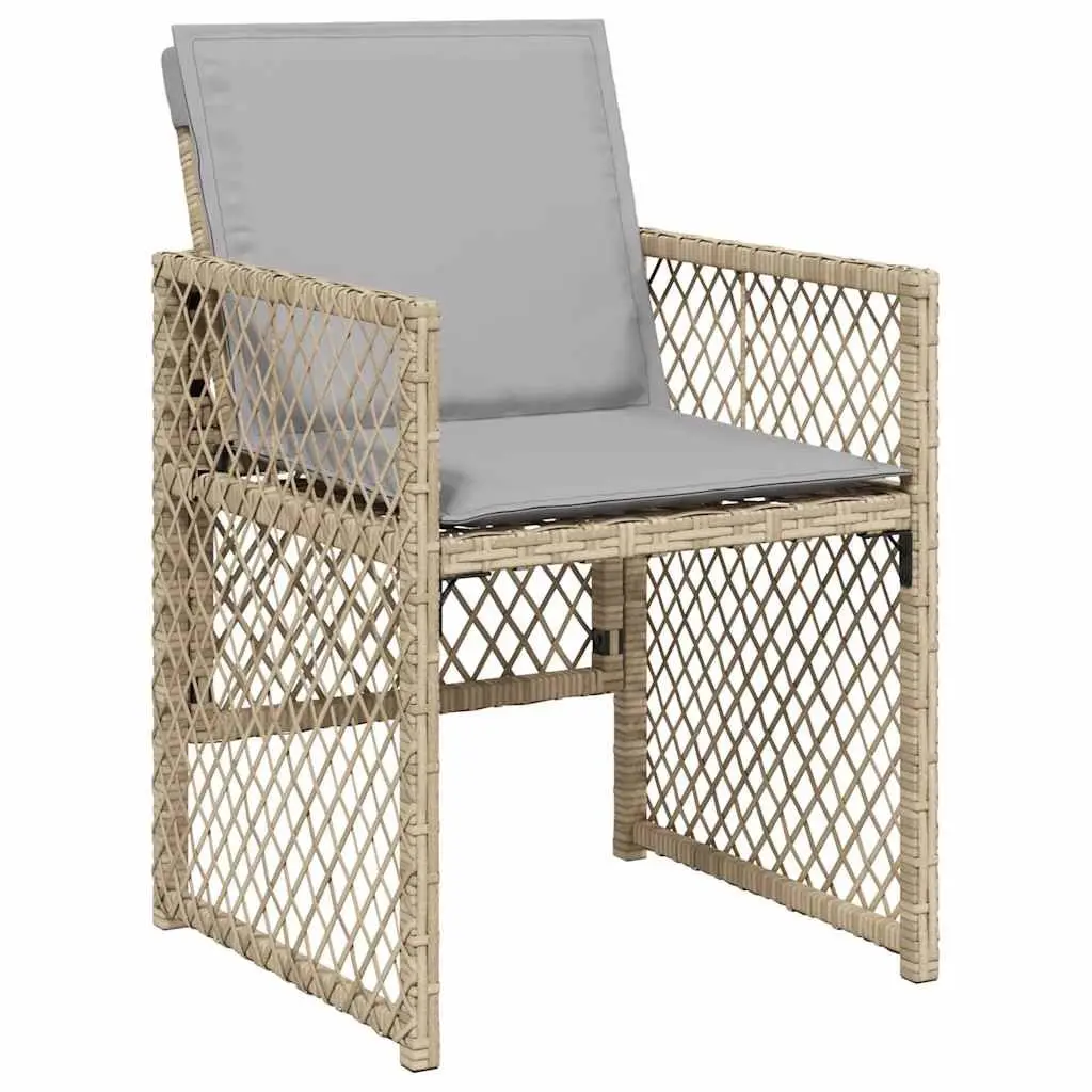 7 Piece Outdoor Dining Set with Cushions in Beige