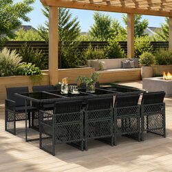 Stylish 9 Piece Outdoor Garden Dining Set in Black
