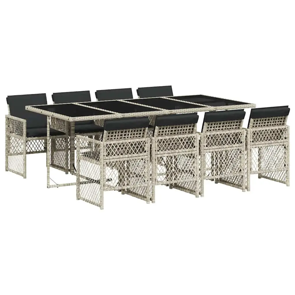 9 Piece Grey Poly Rattan Garden Dining Set