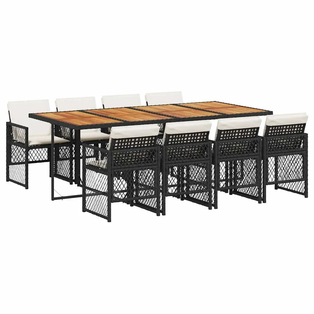9-Piece Outdoor Dining Set in Black PE Rattan