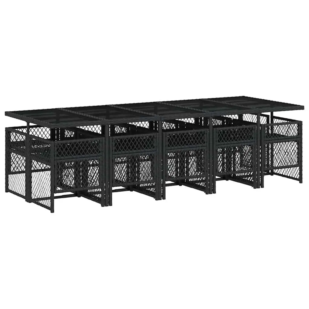 11 Piece Black Patio Dining Set with Cushions