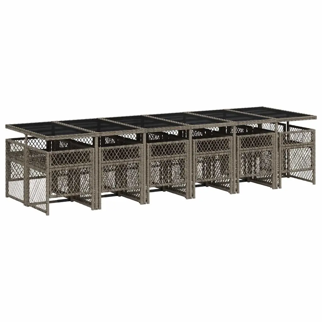 Garden Dining Set 13 Pieces in Grey Poly Rattan