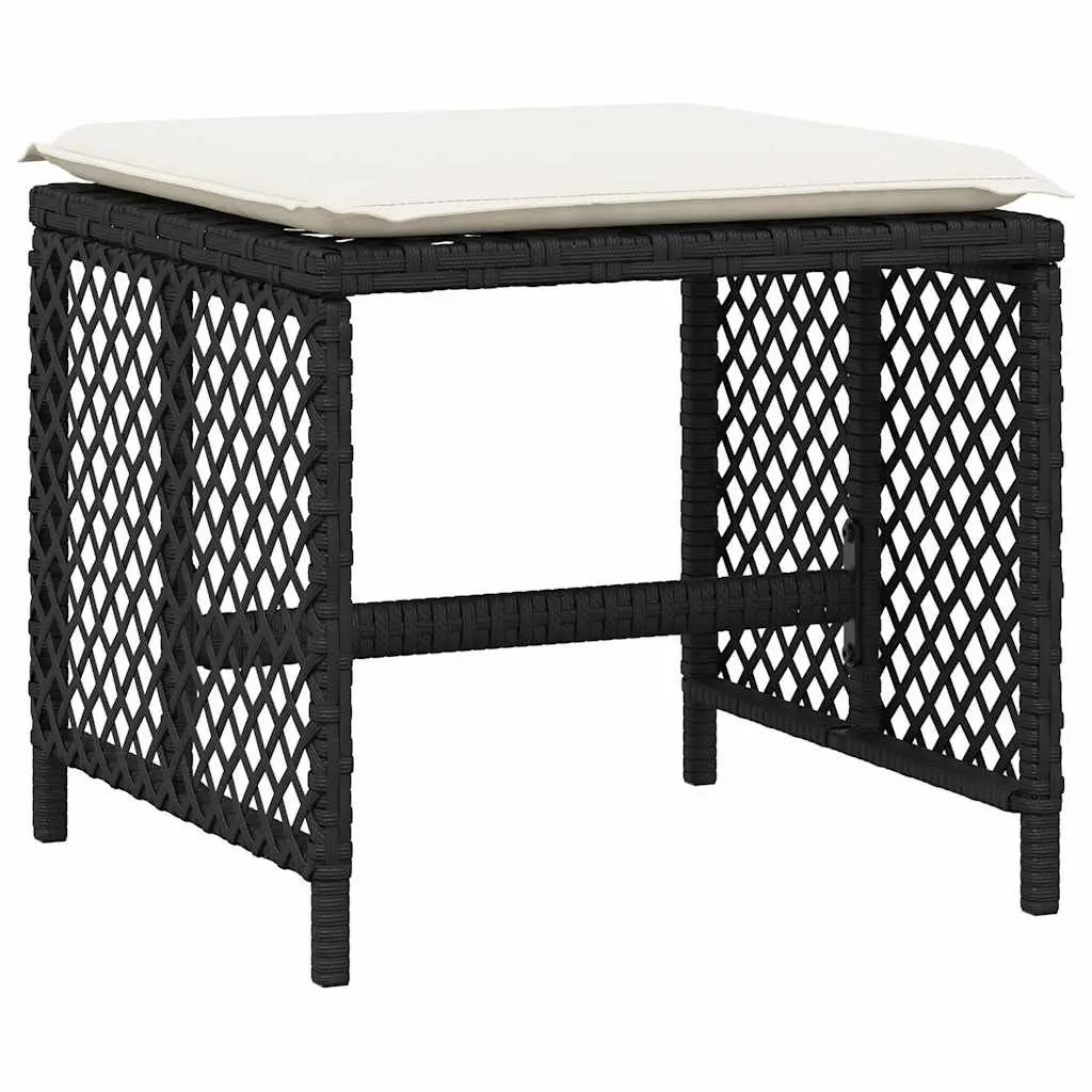 9 Piece Outdoor Dining Set PE Poly Rattan Cushions Table Black