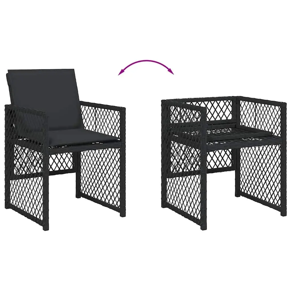 Outdoor Dining Set PE Rattan 9 Piece Garden Furniture Black Cushioned Patio