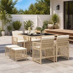 Durable 9 Piece Outdoor Patio Dining Set with Cushions