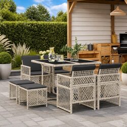 Premium 9-Piece Outdoor Garden Dining Set with Cushions
