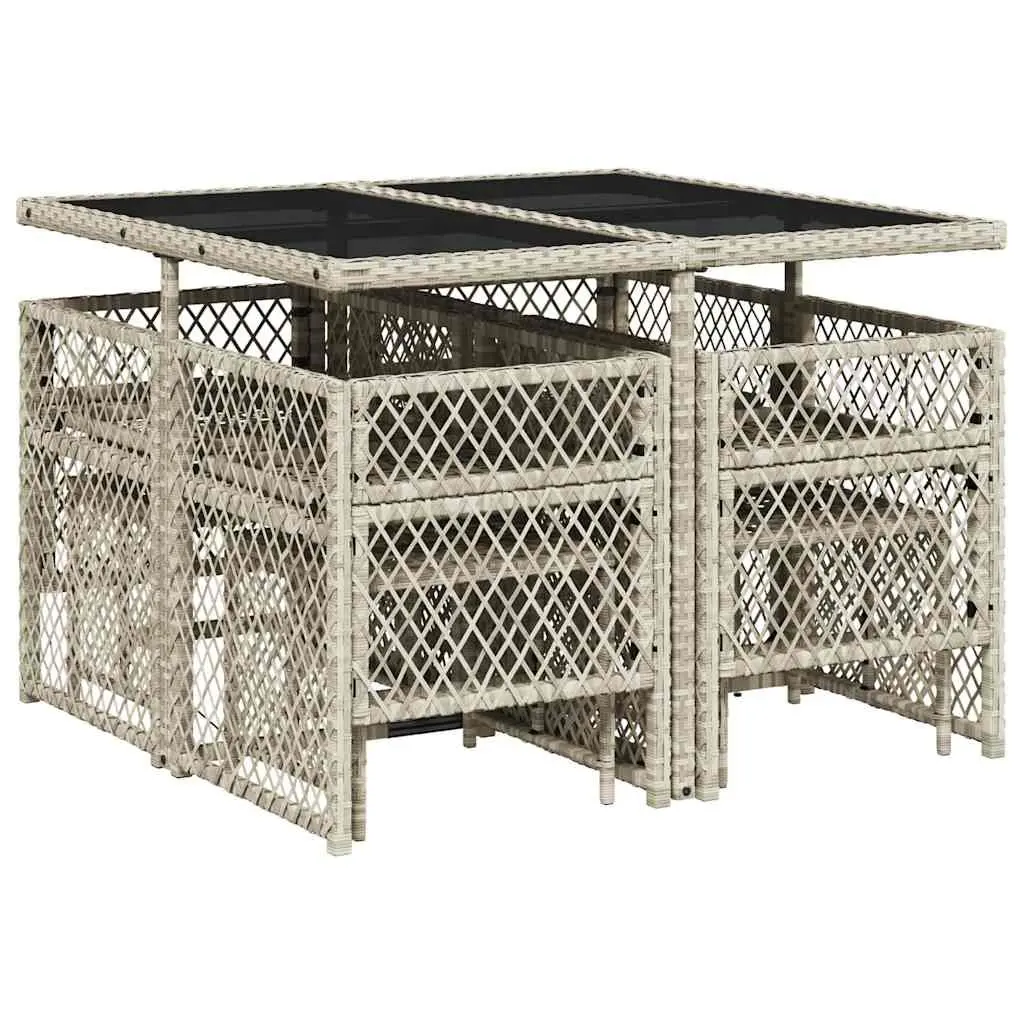 Garden Dining Set PE Rattan Grey 9 Piece Outdoor Furniture Patio Table Chairs with Cushions
