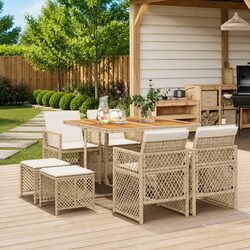 Premium 9-Piece Garden Dining Set with Durable Rattan