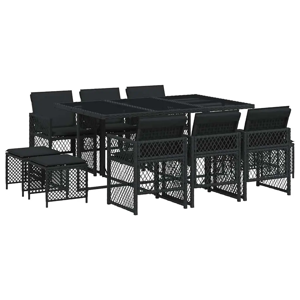 11 Piece Black Rattan Garden Dining Set