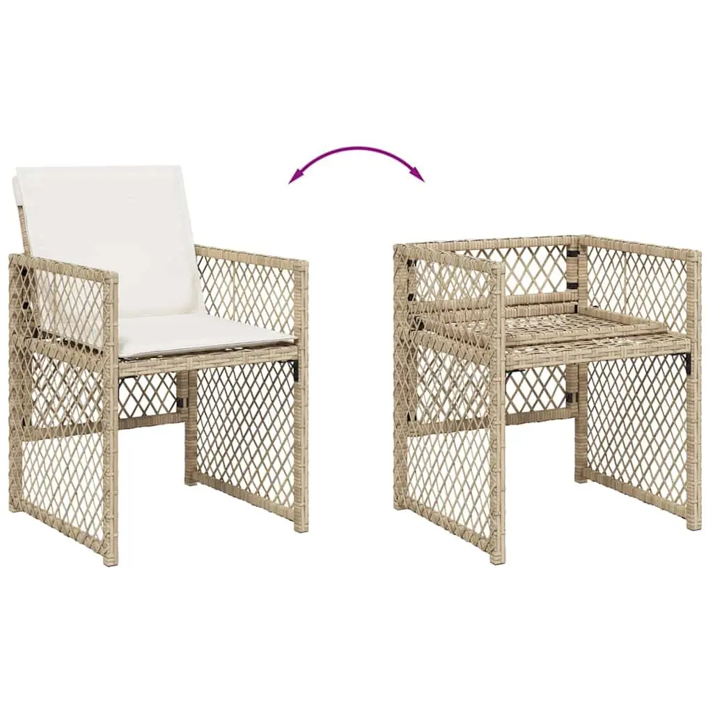Garden Dining Set PE Rattan 11 Piece Outdoor Furniture Patio Beige Tempered Glass