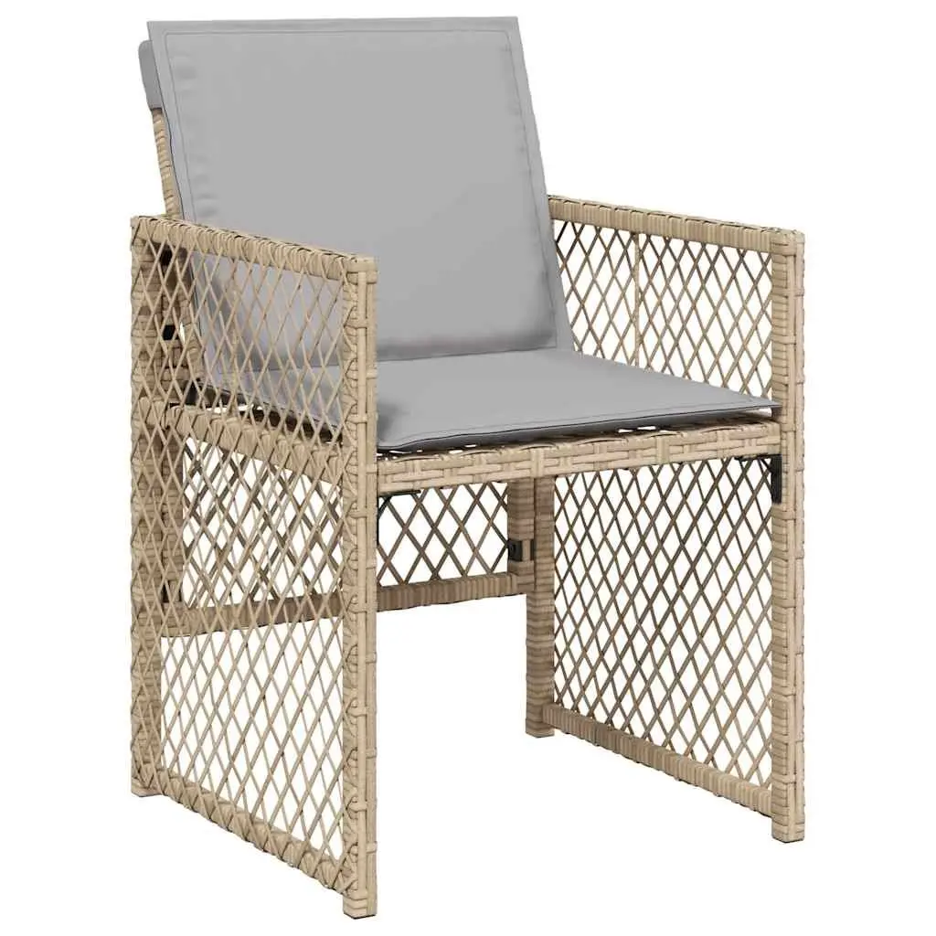Beige Poly Rattan 11-Piece Garden Dining Set