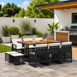 Durable 11 Piece Black Outdoor Garden Dining Set