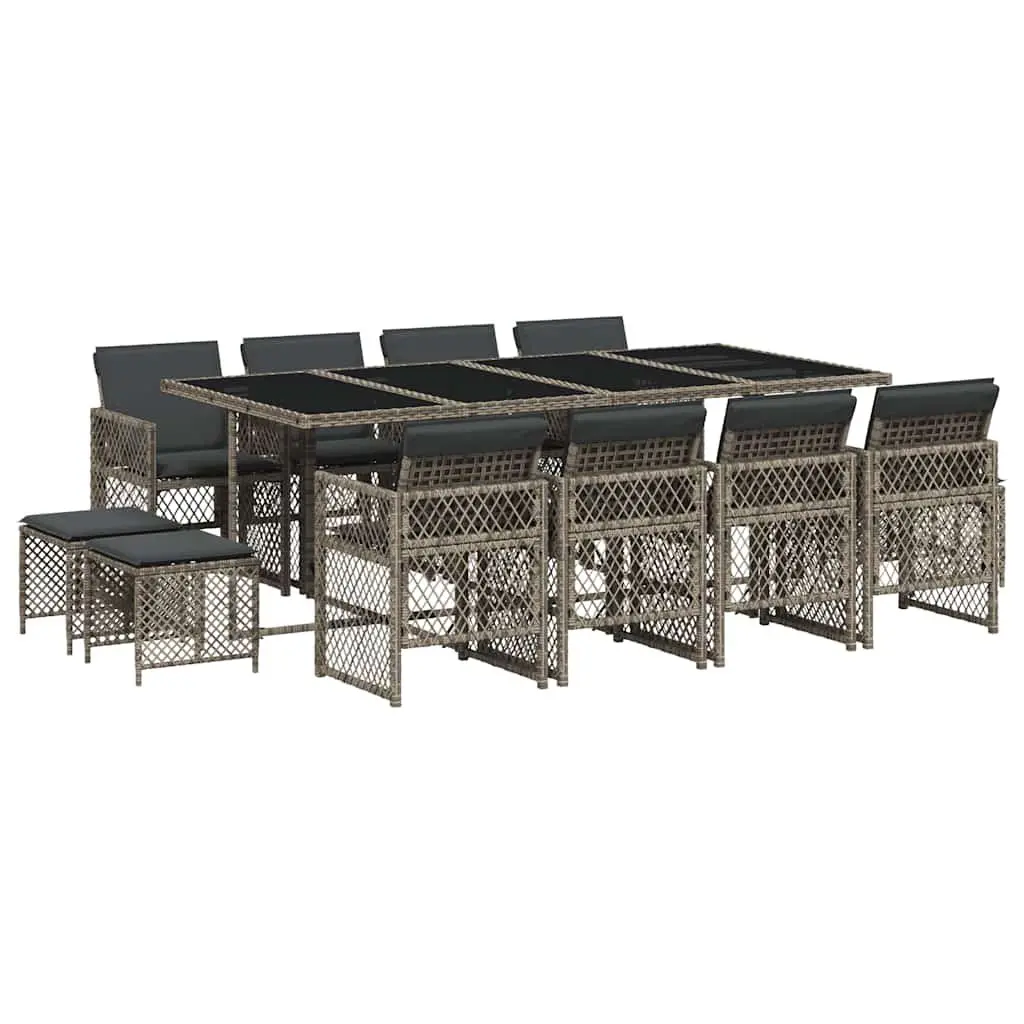 13 Piece Grey Poly Rattan Garden Dining Set