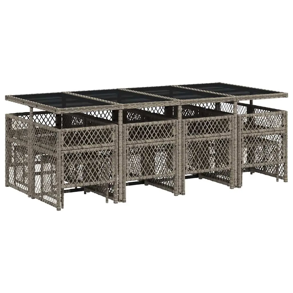 13 Piece Grey Poly Rattan Garden Dining Set