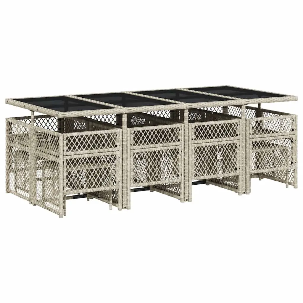 13 Piece Garden Dining Set Grey Poly Rattan