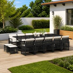High-Quality 15 Piece Garden Dining Set with Cushions