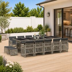 15-Piece Garden Dining Set with Grey Outdoor Chairs